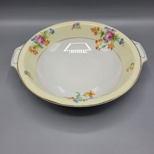 Vtg TK Thuny Lexington Czechoslovakia Serving Bowl With Handles Floral Gold Trim
